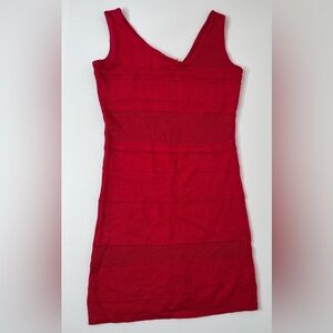 Madrag Red Knit and Crocheted Sleeveless Mini Dress‎ Juniors Size Small